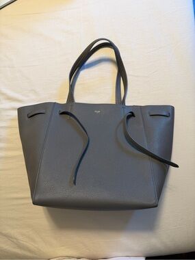 Celine Soft Grained Calfskin Small Belt Cabas Phantom in Gray